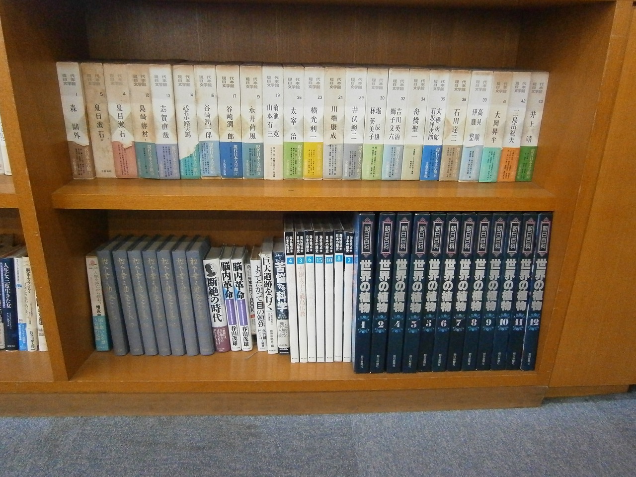 現代日本文学全集などの棚