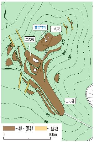 竜ヶ谷城跡の平面図