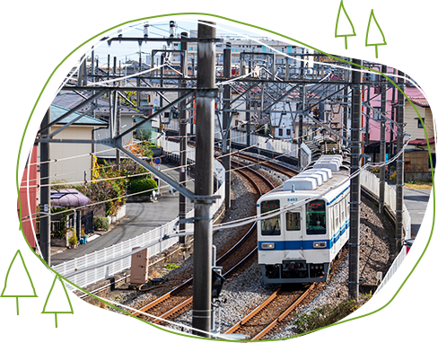 毛呂山町内を走る電車
